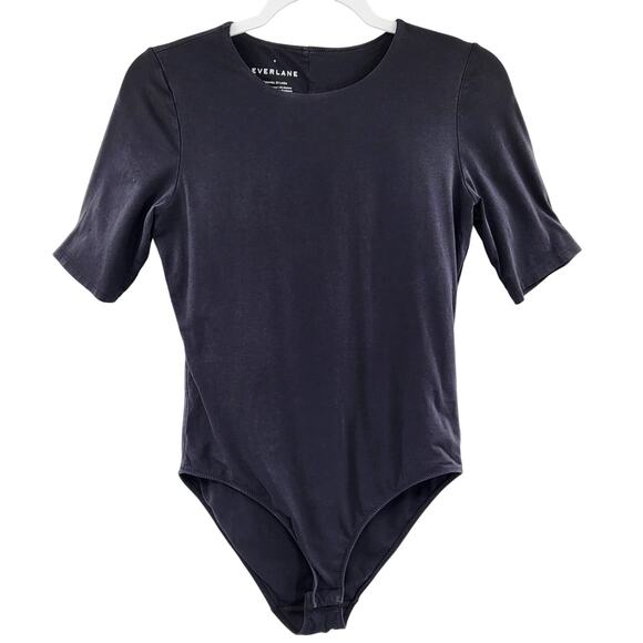 Everlane Black Snap Crotch One-piece Bodysuit Short-Sleeves Top Women's Size M - Picture 1 of 5